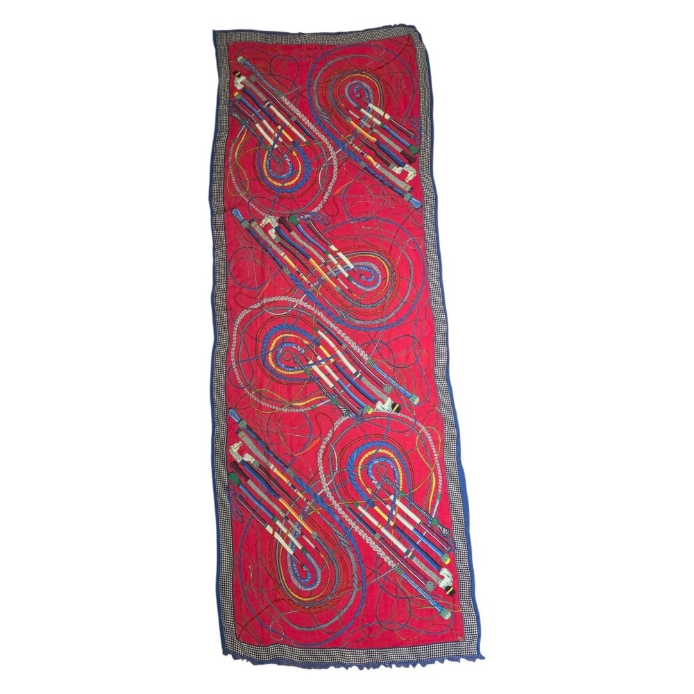 Hermes Red Twill Silk Fouets et Badines Iconic Equestrian Virginie Jamin Scarf - Picture 1 of 14